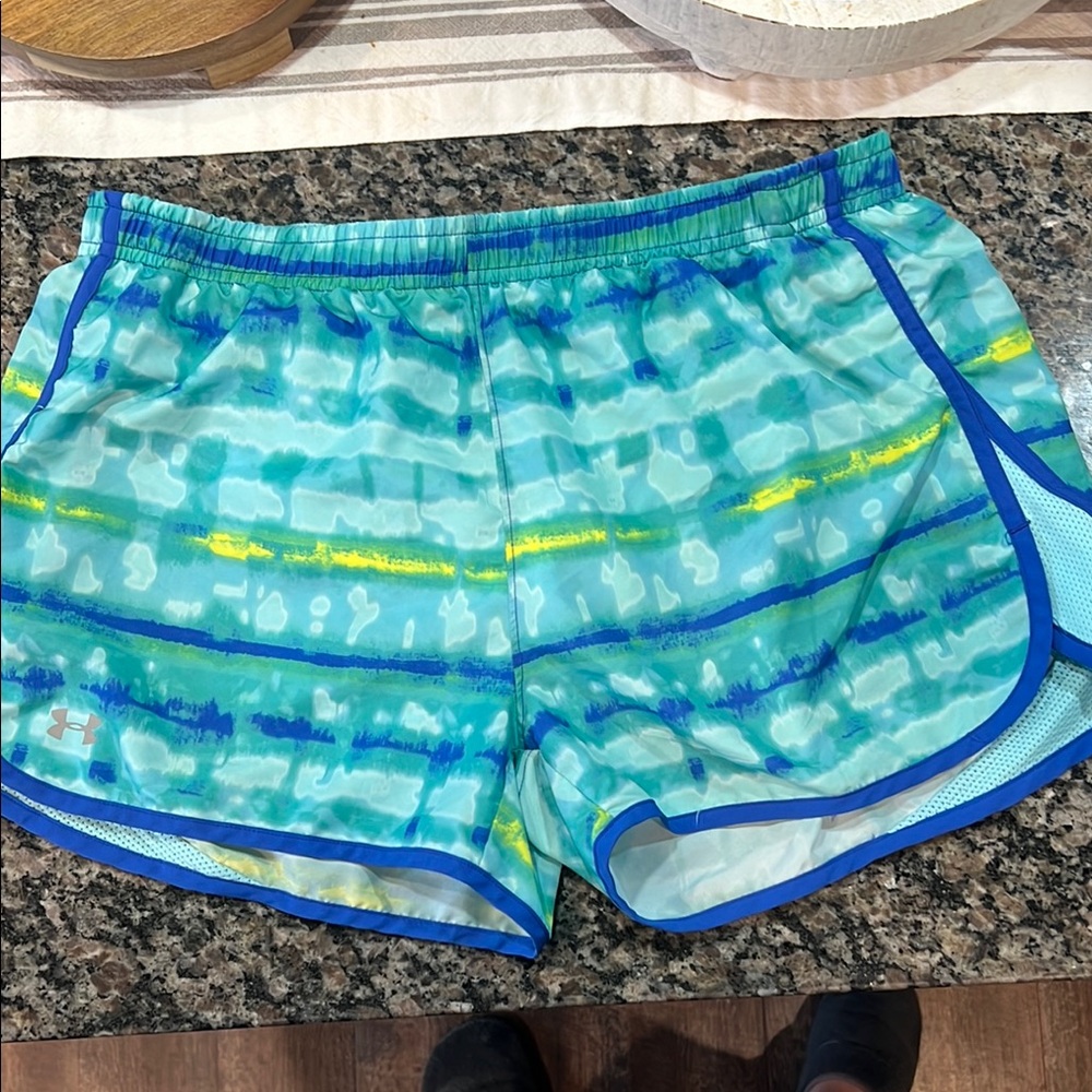 Under Armour Blue and Green Athletic Shorts
